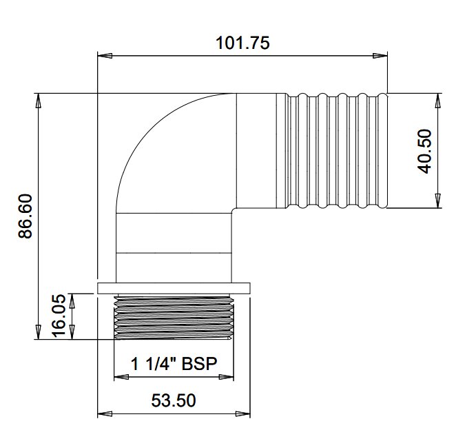 40mm Angled Connector PK10 C/W Washer & Nut Blue