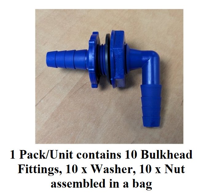 10-12mm Hose Bulkhead Fitting Elbow PK10