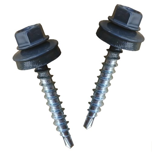 Graphite Roof Screw, 4.8 x 35mm HEX Hd#1 Drill Point holiday holes roof sheets 8mm Hex Head